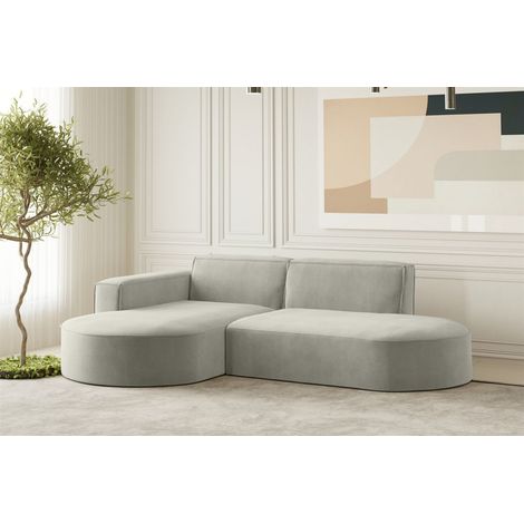 Ecksofa Designersofa PALMA XS in Stoff Noel Hellgrau Ottomane Links (1/2)