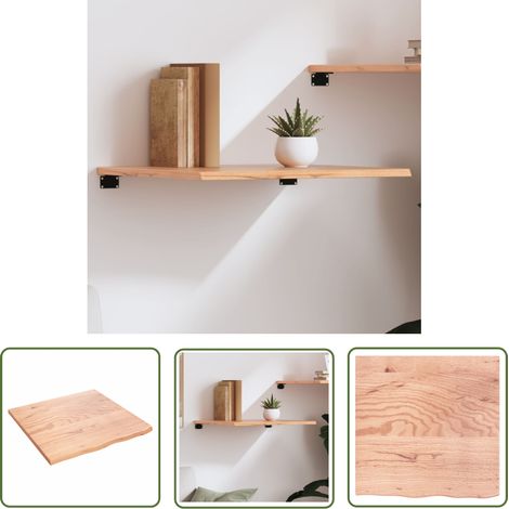 The Living Store Étagère murale marron clair 60x60x2 cm bois chêne massif traité - Étagère Murale - Étagère Rustique - Étagère En Chêne - Meuble De Rangement - Décoration Murale (1/5)
