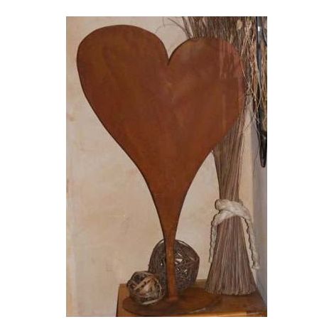 Cœur à Planter Décoration de Jardin en Métal Patiné Rouille - Hauteur 70 cm - Socle 28 cm - PANGIVO