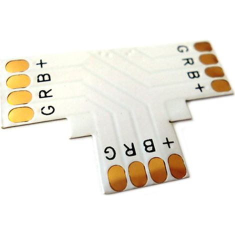 4 PZ Connettore Passo 10mm RGB Forma T per Allungare e Curvare Striscia Led RGB (1/3)