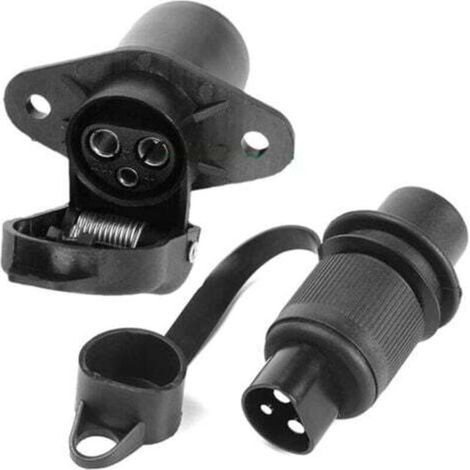 Prise remorque 3 broches étanche 12 V – Connecteur femelle/male pour attelage, compatible remorque, RV et voiture, fixation 2 points (1/5)