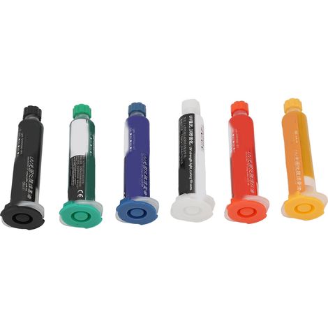 Lot de 6 tubes d'encre de masque de soudure à polymérisation UV, résistante à l'huile, pour circuits imprimés BGA. (1/5)