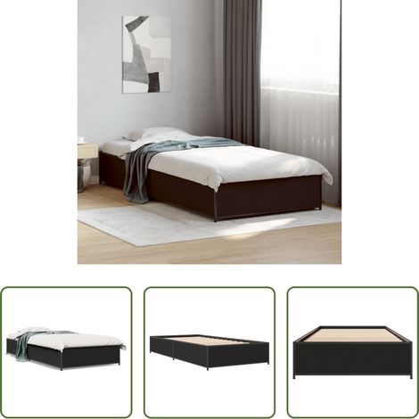 vidaXL Metallbeine - Bettgestell Schwarz 90x200 cm Holzwerkstoff und Metall (1/5)