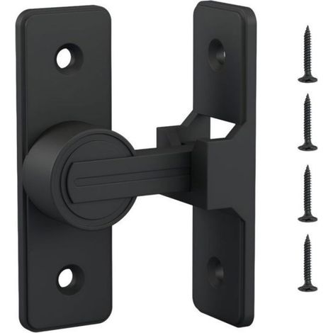 Verrou De Porte De Grange - Loquet À Bascule 90 Degres - Pour Jardin Extérieur Garage - Noir - 1 Unite