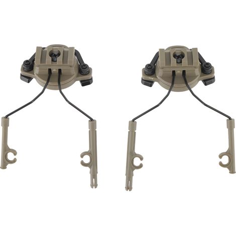 2 Pièces Support Casque Audio Rotatif 19‑21mm avec Adaptateur Rail pour Écouteurs de Chasse Couleur Terre