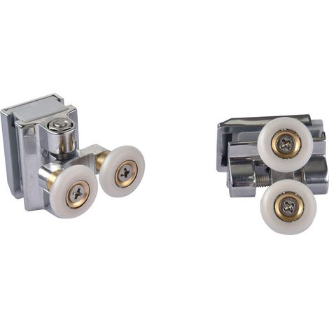 Coppia cuscinetti doppia ruota attacco superiore in metallo cromato vetro 6-8 mm Ø20 mm