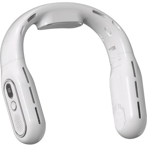 Ventilador de cuello plegable，3 velocidades，mini ventilador de cuello recargable por USB con pantalla LED，hogar y viajes (Blanco) (1/5)