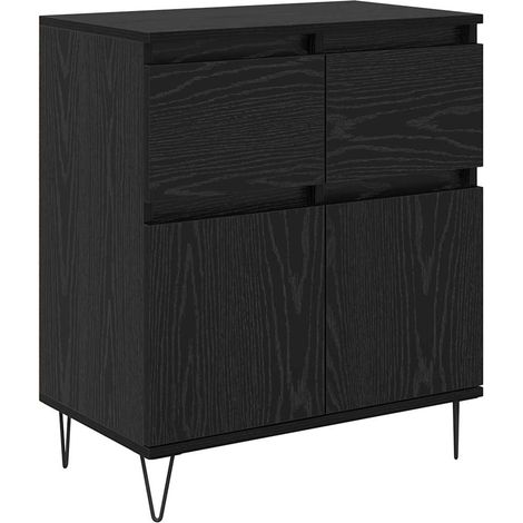 Buffet,Meuble de Rangement,Bahut Chêne noir 60 x 35 x 70 cm Bois d'ingénierie et fer CFW274562 (1/5)