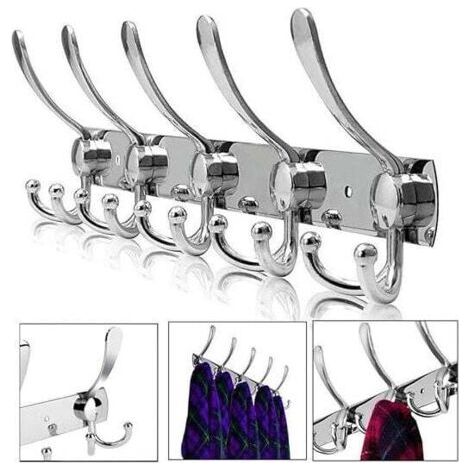Forehill – Porte manteau mural en acier inoxydable – Crochets antirouille pour manteaux, serviettes, peignoirs – Charge 10-15 kg – 45 x 11.8 cm (1/4)
