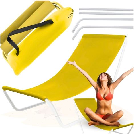Chaise Longue - 1 Piece - Oxford + Metal - Pliable - Pour Plage Jardin Camping - 95 x 51 x 60 cm - 110 kg (1/5)