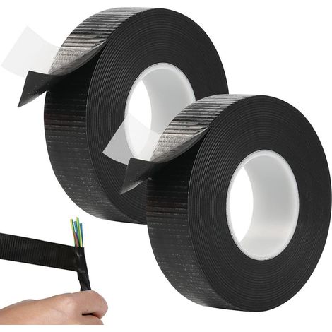 Lot de 2 rouleaux Ruban Isolant Électrique Noir, 5m x 23mm x 0,8mm, Bande Adhésive pour Câbles, Scotch Isolant Haute Résistance, Rénovation de Fils et Connexions (1/5)