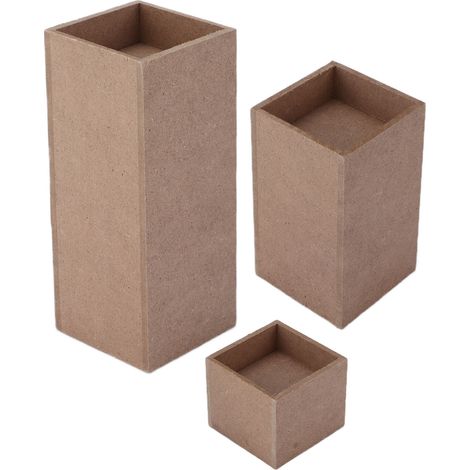 3pcs Candle Holders Wooden Quadrate Rustic Natural Candlestick for Home Festivals Party Decoration GiftQuadrate Hole (1/5)