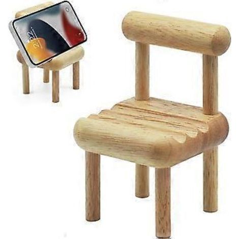 Wooden phone stand, desktop phone stand, smartphone holder compatible with all phones (1/5)