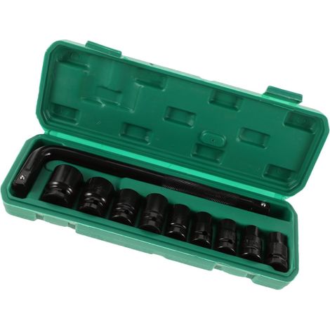 Juego de 10 vasos hexagonales extendidos para llaves de impacto, una herramienta versátil para reparaciones de automóviles y motocicletas, para un apriete eficiente. (1/5)