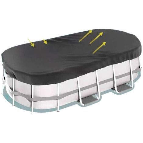 Couverture ovale pour piscines hors sol - Couverture solaire ovale pour piscines- Bâche d'hiver robuste- l'eau et la poussière - 488 x 305 x 25 cm