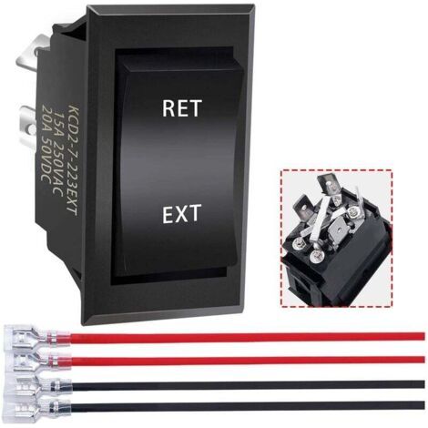 interrupteur inverseur de polarité 12v 3 positions momentané DC Motor Control DPDT 4 broches (ON)-Off-(ON) 20A RV Commutateur pour 5th Wheel Tongue Trailer KCD2-7-223-4P-X