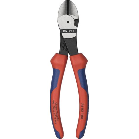 KNIPEX 74 02 180 Tronchese laterale per meccanica tipo "forte" con manici comfort atramentata nera 180 mm