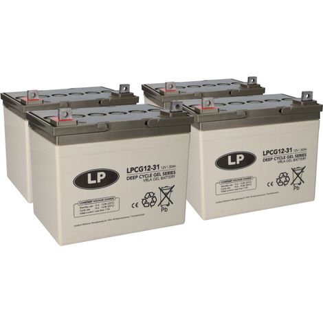 Bleigel Akku 4x 12V 30Ah kompatibel zu Rollstuhl E-Mobil Seniorenmobil u.a. (1/5)