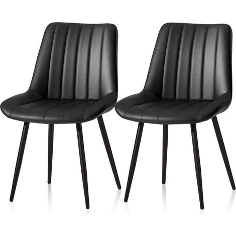 Esszimmerstühle 2er Set Kunstleder, ergonomisch, gepolstert, schwarz (1/5)