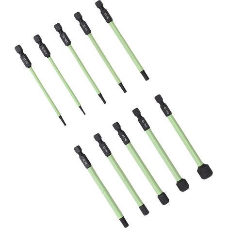 10 pièces embouts tournevis hexagonaux magnétiques en acier S2, longue durée, antirouille, vert, pour visseuse pneumatique (1/5)