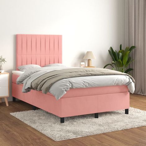 Sommier à lattes de lit avec matelas Rose 120x200 cm Velours (1/5)