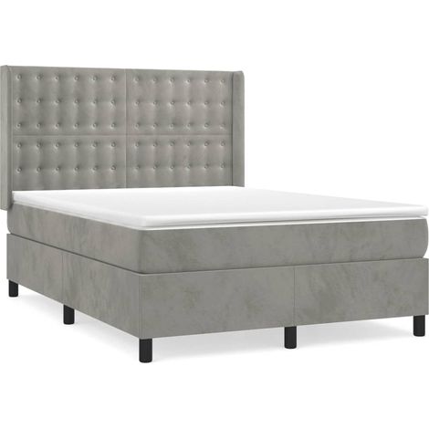Maison Exclusive - Boxspringbett mit Matratze Hellgrau 140x200 cm (1/5)