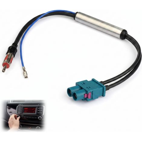 Adaptateur Double Mâle Fakra vers DIN, Amplificateur Antenne Autoradio FM/AM Universel pour Voiture, Amélioration Signal Radio et Réduction Bruit, pour Golf Polo Récepteur Stéréo Unité de Tête (1/5)
