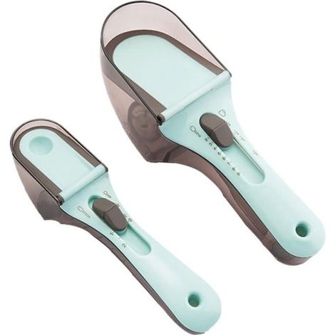 Set di 2 misurini regolabili cucchiai dosatori cucchiai dosatori in plastica cucchiai dosatori per uso quotidiano cucchiai dosatori di precisione pesatura senza bilancia (1/5)