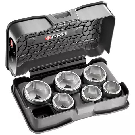 Facom – Coffret de 6 douilles pour bouchon d'huile – Taille d’écrou 24 à 38mm – Pour clés à cliquet – Usage professionnel