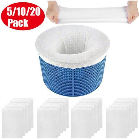 20pcs Chaussettes de Skimmer pour Piscine, Chaussette Filtre Piscine Filtre Skimmer Piscine, Pool Skimmer Socks, Chaussettes d'écumeur de Piscine en Maille Ultra Fine (1/3)