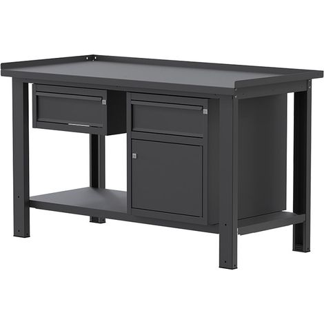 Banco lavoro SOGI X3N107A - 1.5 m - piano in acciaio - 1 cassetto + armadio con anta e cassetto (1/5)