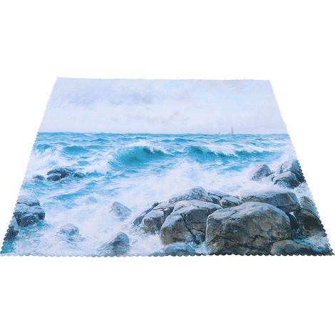 Nappes faciles d'entretien, style naturel et décontracté, en fibre de polyester, décoratives et pratiques, idéales pour les restaurants, motif vagues et rochers, 140 x 180 cm. (1/5)