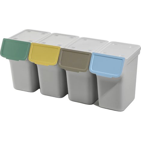 Poubelle, capacité de 20L, plastique de haute qualité, design empilable, tri par code couleur, construction durable (1/5)