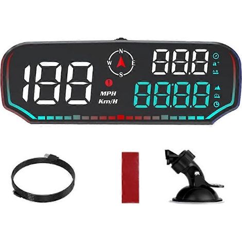 Affichage tête haute pour voiture, GPS, LED, alarme de conduite fatiguée, compteur de vitesse, compte-tours. (1/5)