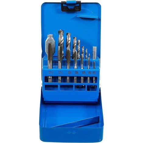 Jeu de Tarauds et Mèches HSS M3-M12 - 2,5-10,2 mm - Acier Rapide, Précision et Durabilité, Aluminium - D-Work