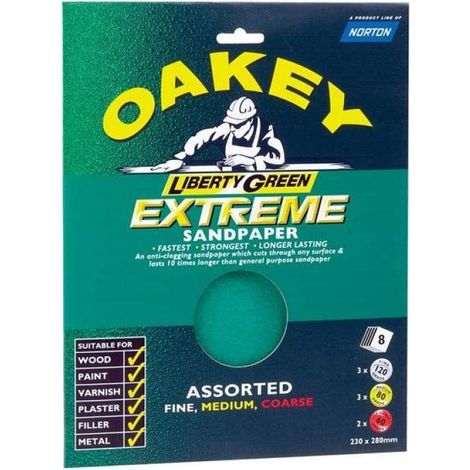 Oakey 63642584727 Liberty Green Aluminium Oxide Sheets 230 x 280mm Assorted 3 OAK84727 (1/3)