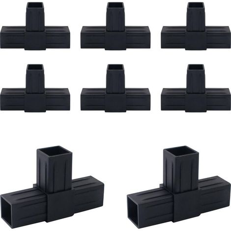 Lot de 8 raccords de tube carré en plastique à 3 voies en forme de T - Connecteur de poteau pour diamètre extérieur 25 x 25 mm (1/5)