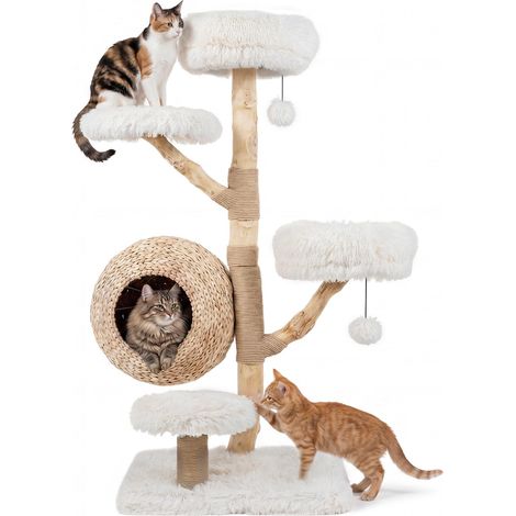 COSTWAY Albero per Gatti da Interno Alto 134 cm (Bianco) (1/5)