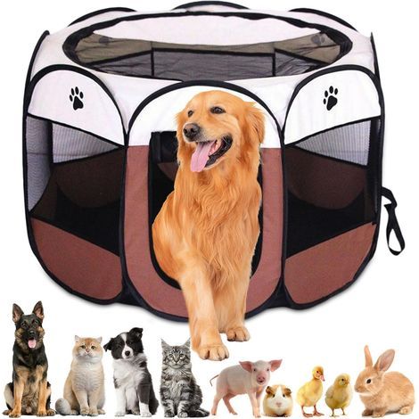 Foldable Enclosure, Oxford Fabric, Zipped Door, Roof Window, Dogs, Cats, Rabbits (1/5)