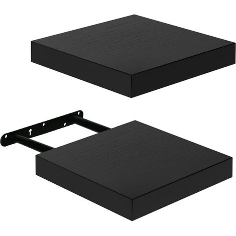 Étagère Murale 20x20cm Salle de Bain Lot de 2 Solution Rangement Compacte Espace Réduit Cuisine, Noir (1/5)