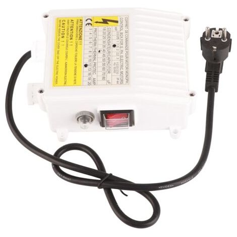 BUNTHAUS Boîtier de commande de pompe avec disjoncteur de protection thermique intégré pour pompes d'aspiration domestiques submersibles pour puits profonds 1,1 kW 1,5 HP 60 uf 25 A Prise UE 220 V (1/5)
