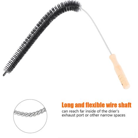 Brosse pour conduit de sèche-linge flexible longue pour nettoyer lint poussière obstruction - 77cm aluminium bois fibre 1x (1/5)