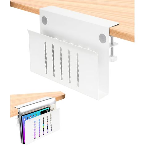 Rangement Latéral de Bureau, Suspension en Acier Rangement Sous Bureau Sans Perceuse Compartiment de Gestion Des Câbles en Acier Support pour Ordinateur Portable Maison (1/5)