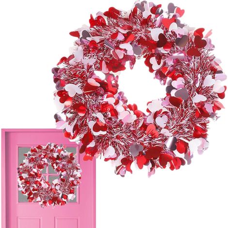 Valentine's Day Wreath, Valentine's Day Wreath for Front Door 45 cm Artificial Garland Decoration for Valentine's Day, Wedding, Farm (1/5)