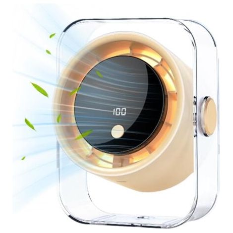 USB Rechargeable Small Desk Fan, 100 Speeds Silent Air Cooler, 15cm Portable Fan with Digital Display, Compact Table Fans, Personal Cooling Device with Adjustable Flow, Home Accessory for Bedroom (1/5)