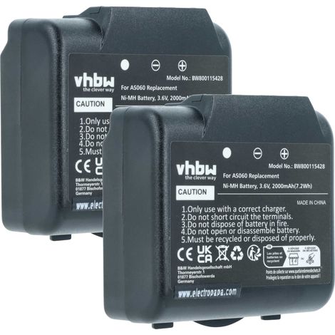 vhbw 2x Akku Ersatz für IMET AS060, AS083 für Industrie-Funkfernsteuerung Fernbedienung (2000 mAh, 3,6 V, NiMH) - Schwarz