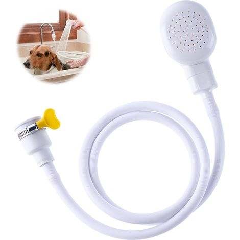1,3 m Badewannenhahn-Duschaufsatz, Badewanne, Einzelhahn-Duschaufsatz, Gummi-Brauseschlauch für Waschbecken und Haustierwäsche, tragbare Haustier-Hunde-/Katzen-Dusche, Haarwäsche zum Waschen von (1/5)