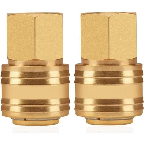 Lot de 2 raccords à air comprimé 1/4" - Raccord rapide à air comprimé - Raccord femelle 1/4" IG en laiton (1/4)