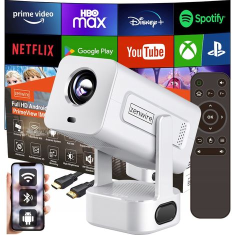 Mini-Tragbarer Projektor Android 13 WiFi 360 Full HD 4K für Smartphones Zenwire IMC360
