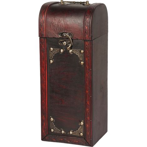 Boîte à vin en bois vintage portable pour bouteille unique, étui de rangement décoratif
